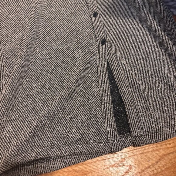 Anthropologie Womens Medium Gray Ribbed Knit Ruched Button Front Midi Dress - Picture 13 of 13